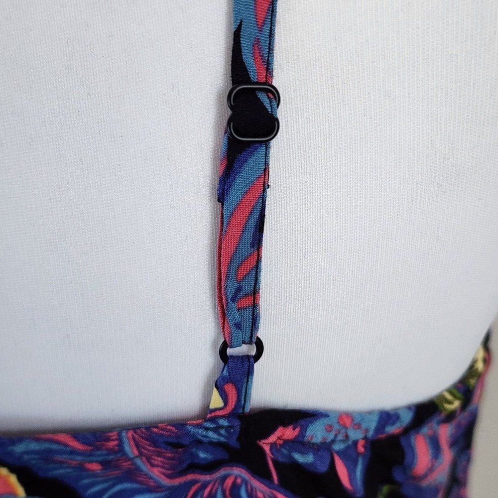 Vans Floral Slip Dress Womens Small Black Tropical Adjustable Strap Vacation - Picture 5 of 15